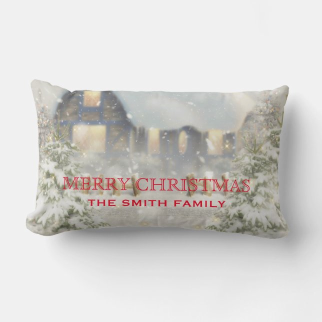 Merry Christmas Tree Gold Glitter Star Throw Pillo Lumbar Cushion (Front)