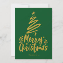 Merry Christmas Tree Green Christmas Card