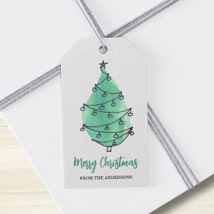 Merry Christmas Tree Green Gift Tags
