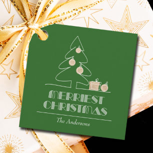 Merry Christmas Tree Green Holiday Favour Tags