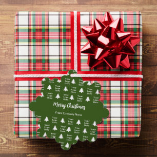 Merry Christmas Tree Green White Company Logo  Decoration Card