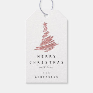 Merry Christmas Tree Happy From Rose Glitter Gift Tags