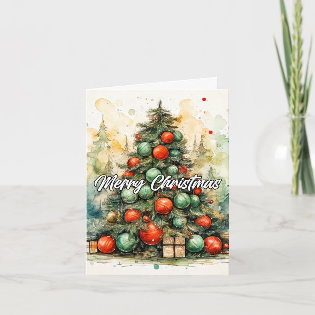 Merry Christmas Tree | Happy Holidays, Everyone Holiday Card (Front)