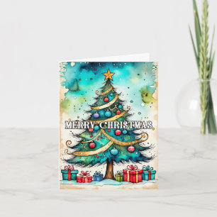 Merry Christmas Tree Happy Holidays Holiday Card