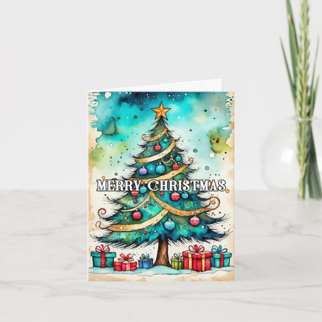 Merry Christmas Tree | Happy Holidays Holiday Card (Front)