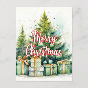 Merry Christmas Tree   Happy Holidays Postcard