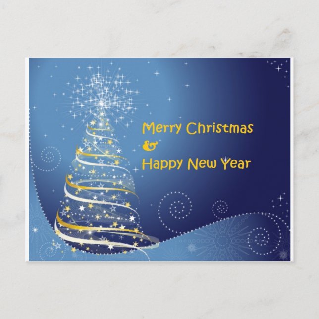 merry christmas tree happy new year holiday postcard (Front)