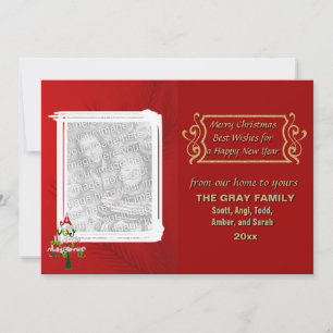 Merry Christmas Tree Holiday 2 Photo Double Sided Card