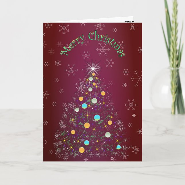 Merry Christmas Tree Holiday Card (Front)