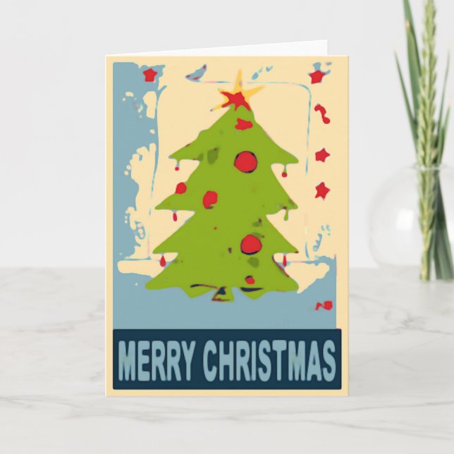 Merry Christmas Tree Holiday Card (Front)