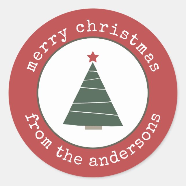 Merry Christmas Tree Holiday Gift Tag  (Front)