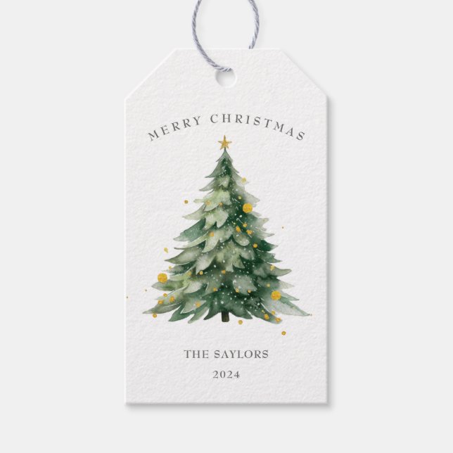Merry Christmas Tree Holiday Gift Tags (Front)