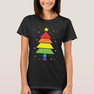 Merry Christmas Tree Holiday Rainbow LGBTQ Gay Pri T-Shirt