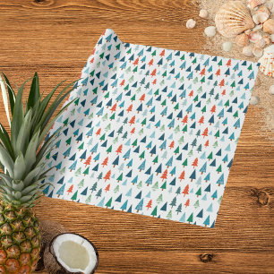 Merry Christmas Tree Holiday Wintery Green Gift Wrapping Paper
