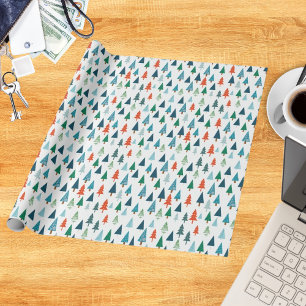 Merry Christmas Tree Holiday Wintery Green Gift Wrapping Paper