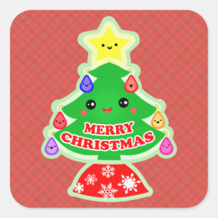 Merry Christmas Tree Kawaii Gift Stickers