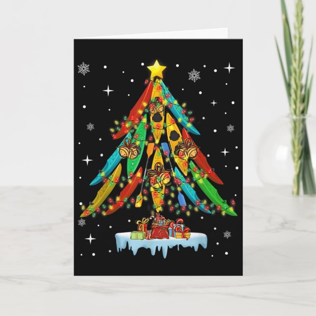 Merry Christmas Tree Kayak Kayaking - Uni-adults,  Card (Front)