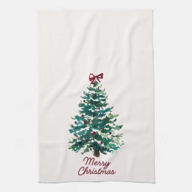 Merry Christmas Tree Kitchen Towel (Vertical)