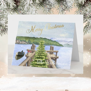 Merry Christmas Tree Lake Ornaments Card
