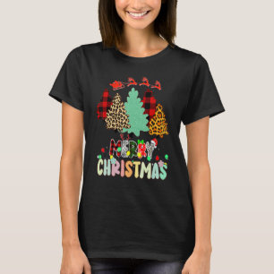 Merry Christmas Tree Leopard Buffalo Red Plaid For T-Shirt