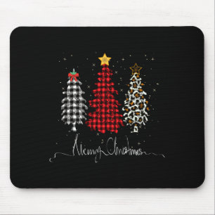 Merry Christmas Tree Leopard Plaid Printed Mouse Mat