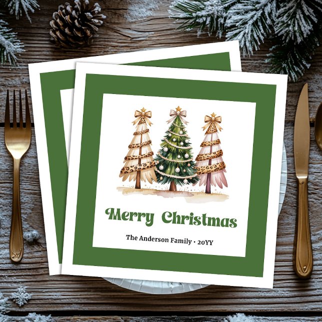 Merry Christmas Tree Leopard Print Napkins Custom! (Merry Christmas Tree Leopard Print Napkins Custom!)