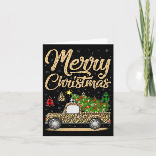 Merry Christmas Tree Leopard Truck Xmas Family Paj Card