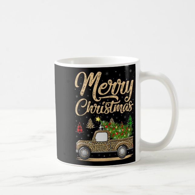 Merry Christmas Tree Leopard Truck Xmas Family Paj Coffee Mug (Right)