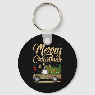 Merry Christmas Tree Leopard Truck Xmas Family Paj Key Ring