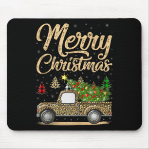 Merry Christmas Tree Leopard Truck Xmas Family Paj Mouse Mat