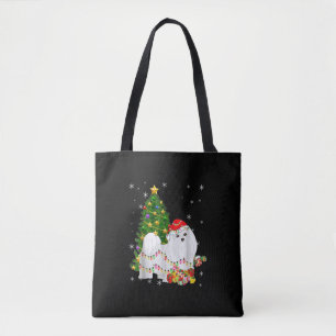 Merry Christmas Tree Lights Dog Tote Bag