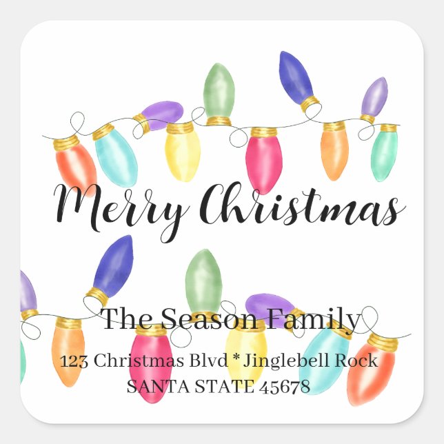Merry Christmas Tree Lights Envelope seal (Front)