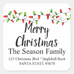 Merry Christmas Tree Lights Envelope seal