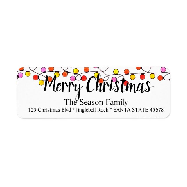 Merry Christmas Tree Lights Label (Front)