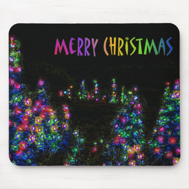 Merry Christmas Tree Lights Mousepad (Front)