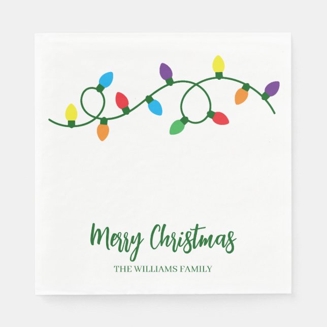 Merry Christmas Tree Lights  Napkin (Front)