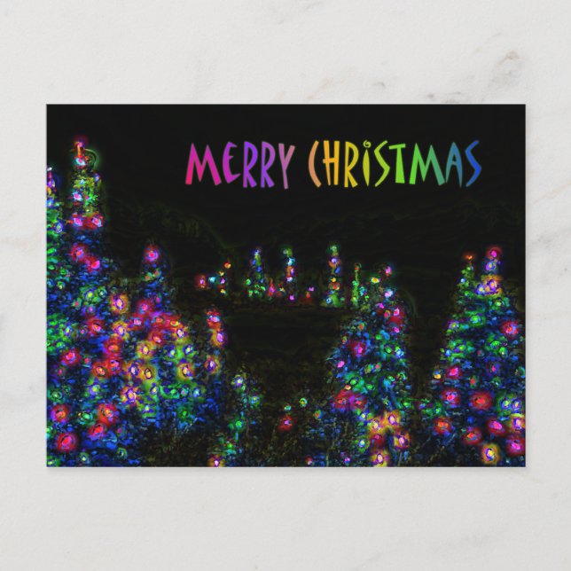 Merry Christmas Tree Lights Postcard (Front)