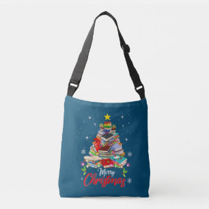 Merry Christmas Tree Love Reading Books Librarian Crossbody Bag