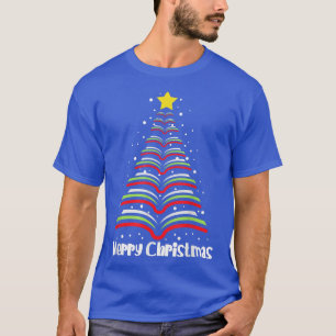 Merry Christmas Tree Love Reading Books Librarian  T-Shirt