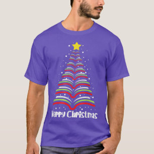 Merry Christmas Tree Love Reading Books Librarian  T-Shirt
