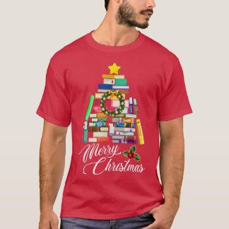 Merry Christmas Tree  Love reading books Librarian T-Shirt