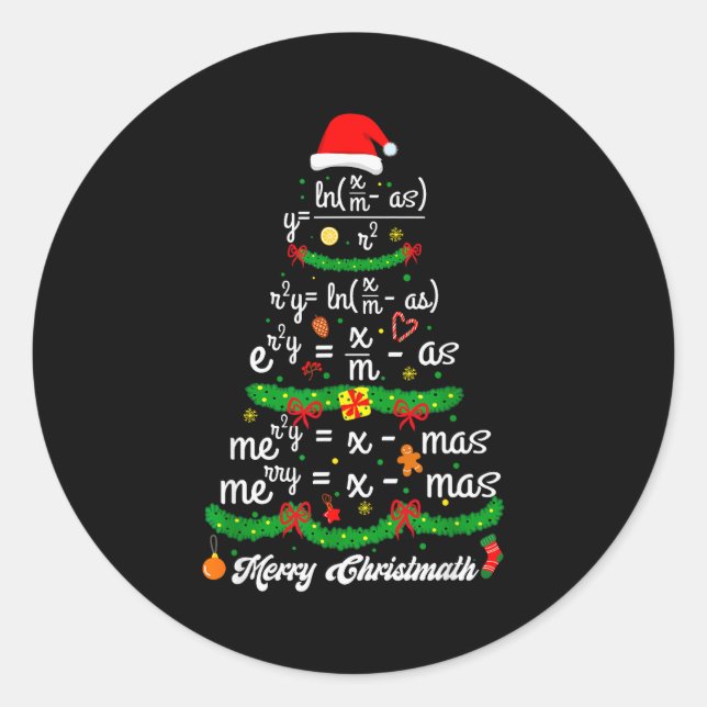 Merry Christmas Tree Math Teacher Xmas Tee Merry C Classic Round Sticker (Front)