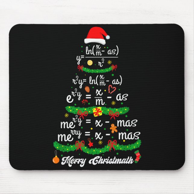 Merry Christmas Tree Math Teacher Xmas Tee Merry C Mouse Mat (Front)