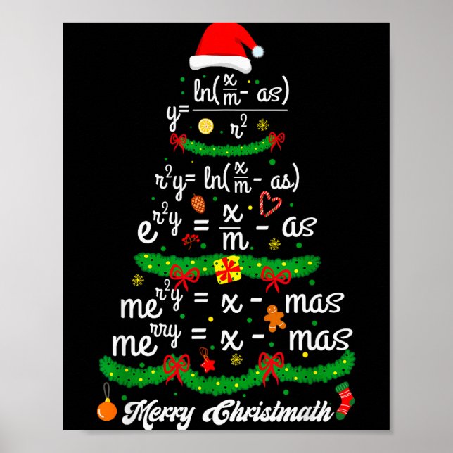 Merry Christmas Tree Math Teacher Xmas Tee Merry C Poster (Front)