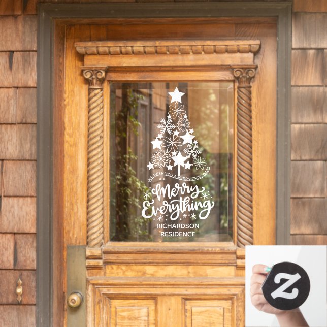 Merry Christmas Tree Merry Everything Family Window Cling (Home Door)