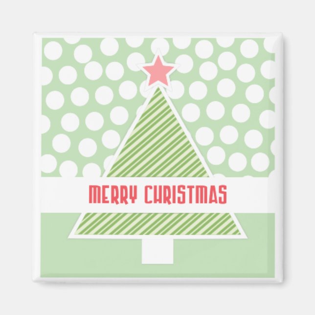 Merry Christmas Tree Modern Holiday Gift Magnets (Front)