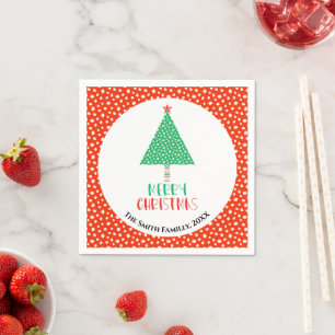 Merry Christmas Tree Modern Napkin