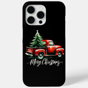 Merry Christmas Tree On Red Truck Vintage Family M iPhone 15 Pro Max Case