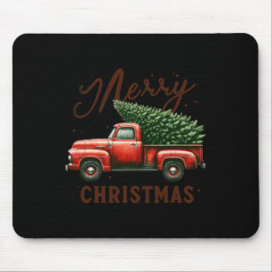 Merry Christmas Tree On Red Truck Wagon Vintage Ch Mouse Mat