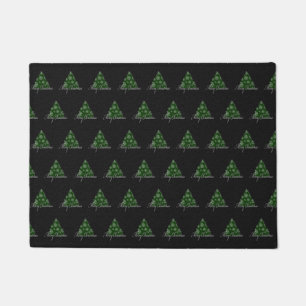 Merry Christmas Tree Pattern Holiday Green Doormat
